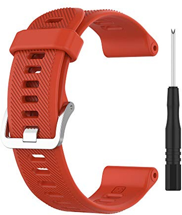 BoLuo Klockarmband, sportband, silikonarmband för Garmin Forerunner 745, mjukt silikon flerfärgat sportband ersättning med justerbart spänne för Garmin Forerunner 745 (röd), silikon
