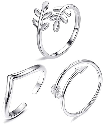 3pcs Adjustable Sterling Silver Rings Set - Stackable Open Knot Ring for Thumb, Joint, Toe - Resizable for Women and Girls