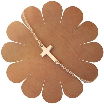 Aneneiceera Bracelets Croix Boho Chaîne Main Dainty Cute Tiny Cross Handmade Bracelets Bijoux De Mariage Cadeaux Pour Femmes Adolescentes (argent)