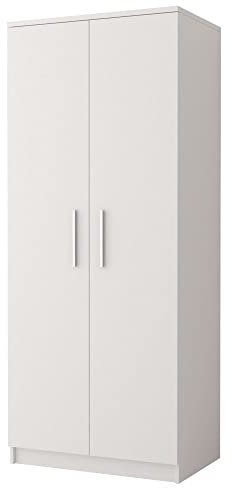 mb-moebel MOEBLO Drehtürenschrank Marsala 2D – Kleiderschrank 2-türig Schrank Garderobe Schlafzimmer (BxHxT): 80x193x50 cm (Weiß)