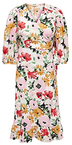 Only Abito Midi da Donna, Ballerino Nuvole/Fiore Kamil, XL