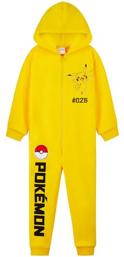 Pokémon Pyjama Combinaison Enfant Pikachu Grenouillère Enfant en Polaire Combi Pyjama Pikachu Dracaufeu 4-14 Ans (Jaune, 13-14 Ans)