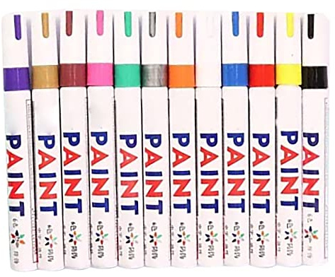 Sxhlseller 12 Pennarelli Graffiti con Colori Vivaci Assortiti, Pennarelli Impermeabili Ad Asciugatura Rapida per Vetro, Legno, Metallo,