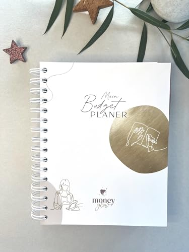 Moneyglow® Budgetplaner A5 deutsch I 310 Seiten I Spiralbindung I hochwertiger Budgetplaner I farbig gestaltet I Illustrationen I Register I satiniertes Schreibpapier I undatiert I in DE produziert