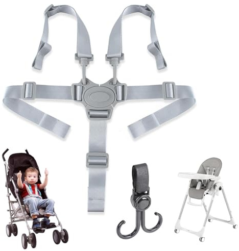 Correa Ajustable para Tronas, Cinturón de Seguridad Para Bebé de 5 Puntos, Arnés Para Silla Alta, Cinturón Seguridad Tronas, Arnés para Bebes Cochecito, Apto para Tronas, Cochecitos, Sillas De Paseo