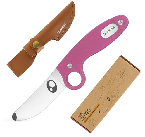 ZLemma Kindermesser Schnitzmesser und Outdoormesser für Kinder, scharf mit Scheide und Gürtelhalterung, div Farben (Pink)