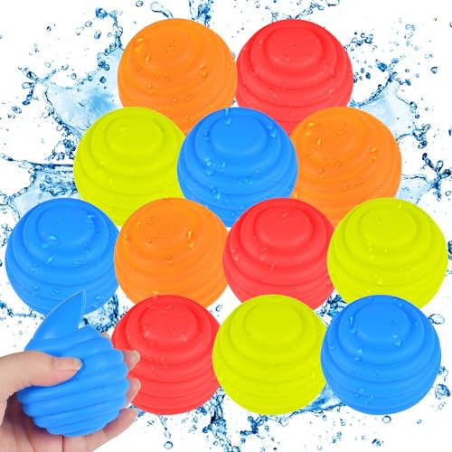 Forhome Lot de 12 ballons à eau, réutilisables, à fermeture automatique, à remplissage rapide, en silicone, pour l'été, l'extérieur, la plage, la piscine
