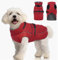 Katzinst Wintermantel Hund Fleece, Hunde Wintermantel mit Reflektierenden Streifen, Winddicht Hundemantel Rüde Klein, Warmer Hundejacke mit Geschirr für Zwergschnauzer, Spaziergang, Rot, S