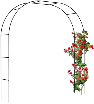 Relaxdays Arco per Rose Rampicanti da Giardino, H: 250 cm, Larghezza Regolabile, Sostegno per Piante, in Acciaio, Nero
