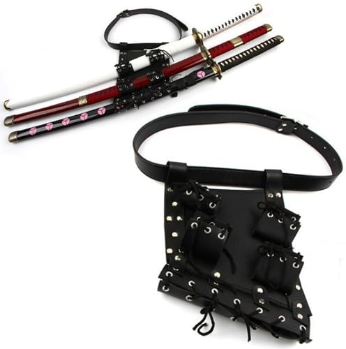 Katana Holder Belt Sword Bag: 3 Sword Holster Katana Frog Strap Belt, Faux Leather Sword Belt Holder for Cosplay Anime Costume
