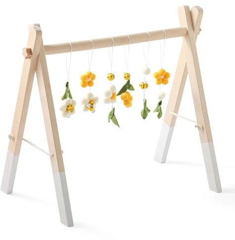 Promise Babe Spielbogen Baby Holz Baby Gym Holz Baby Spielbogen Neugeborenen Spielzeug Spielbogen Activity Center Baby Biene Anhänger Design Abnehmbar Spielebogen Babies Holz