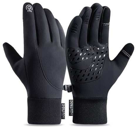 Kfnire Thermal Gloves for Men Women Touch Screen Gloves Windproof Water Resistant Suitable for Outdoor Activities such as Cycling Running Skiing (Black,M)