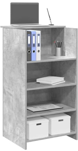 Qnhdfrt Banco di ricezione con bancone grigio cemento, 55 x 50 x 103,5 cm, materiale in legno, robusto mobile da ufficio con spazio per ricevimento, ufficio, hotel, clinica