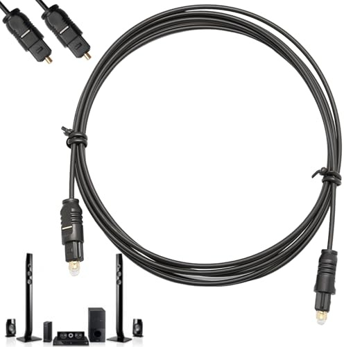 WOWOTOO 1.5M Optical Audio Cable, Digital Audio Optical Cable - High-Speed Fiber Optic Cable for Soundbar to TV, Plated for Home Theater & Speakers - Durable Metal Connectors