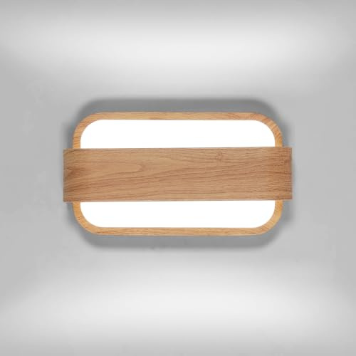 Osairous Aplique de Pared LED, Moderno Lámpara de Pared Interior, Luz de Pare Color Maderapara Dormitorio, Sala de Estar, Pasillo, 6500K Luz Blanca, 27cm