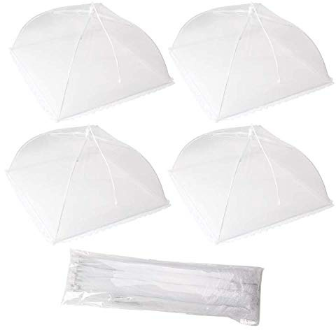 Cymax 4 Pack Large and Strong Pop Up Mesh Screen Food Cover Tent,17 Inches Reusable and Collapsible Outdoor Food Cover,Food Protector Tent Keep Out Flies,Bugs,Mosquitoes