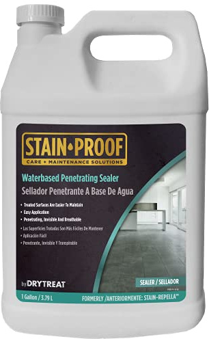 Stain Proof Waterbased Penetrating Sealer - 1 Gal, Protects Against Water and Oil Stains, Sealer for Concrete, Paver, Driveway, Stone & More; for Indoor & Outdoor Application