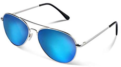 PURECITY Lunettes de Soleil Aviateur Pilote Premium UV400 Tendance Homme Femme (2# Miroir Bleu)