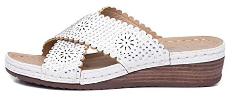Lilley Sybil Womens White Slip On Wedge Sandal - Size 7 UK - White