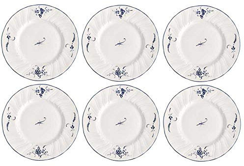 Villeroy & Boch Vieux Luxembourg Brotteller 6er Set 16cm weiß blau Porzellan