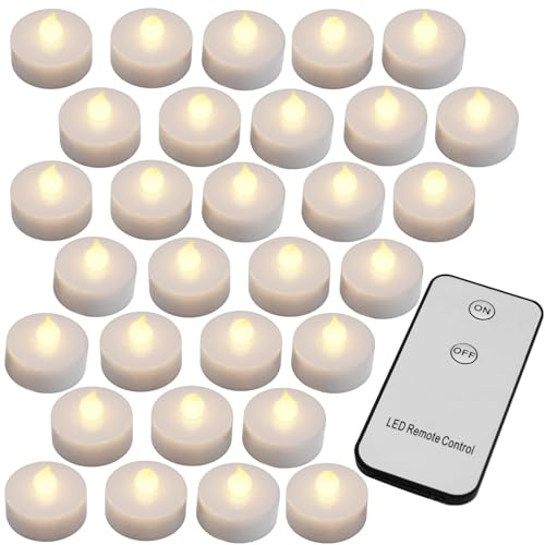 Monzana® 30x Bougie LED chauffe plat sans flamme alimentation par piles télécommande inclue décoration Noël blanc chaud