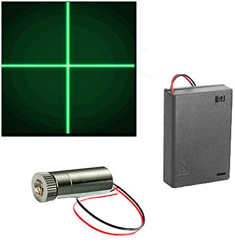 CTRICALVER 1 Stück 520nm 3-5 V Grün Laser Kreuz Modul Diode w/Fahrer Kunststoff Objektiv+ 1pcs AA Batteriehalter