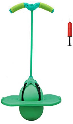 BoterLun Pogo Ball with Handle, Pogo Stcik Pogo Jumper Toy for Kids Over Ages 6 and Adults with Pump and Strong Grip Deck to Exercise (Green)