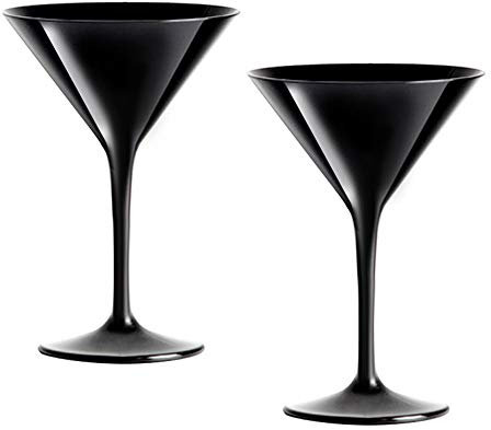 DoimoFlair Coppetta in plastica da Cocktail Coppa Martini Bicchiere Riutilizzabile Martini 23 cl in Acrilico Nero Set di 2 Pezzi