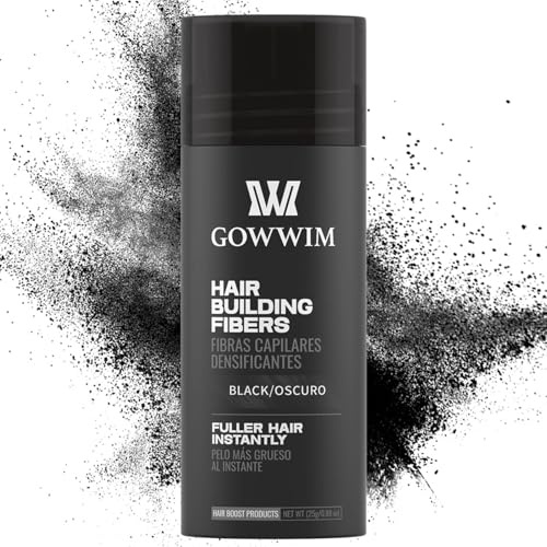gowwim Hair Fibers for Thinning Hair Building Fibers Instantly Cover Sparse Areas-Bald Spots Cover Up (black4, 0.88 Ounce (Pack of 1))