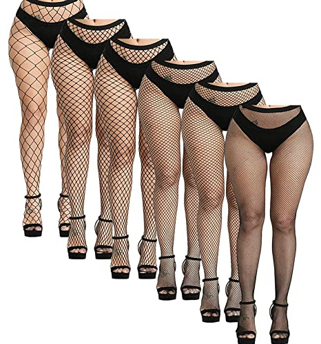 YOGINGO 2 pantimedias de malla negras, medias de red de pesca, medias de malla, medias de malla de cintura alta, medias para mujer, 2 piezas red de pesca 1, M