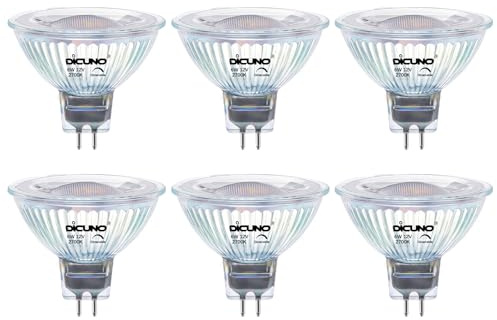 DiCUNO MR16 LED Bulb Dimmable, 60W Equivalent, 2700K Warm White, GU5.3 Base Bulb 6W, 40 Degree Beam Angle, 600LM, 12V AC/DC, Halogen Replacement for Landscape Light, Spotlight Lighting, 6 Pack