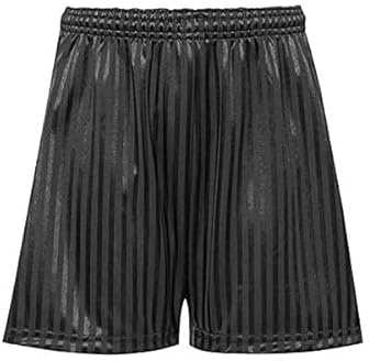 ASD Accessories pojkar flickor män kvinnor barn vuxna unisex sommar randiga PE-shorts med dragsko används inomhus utomhussport gym cykling fotboll 12 storlekar och 7 färger, Svart, 2-3 År