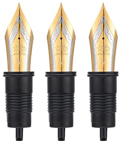 Set of 3 Jinhao X159, 1935 and 9019 Fountain Pen Replacement Medium Nib Parts Gold Trim