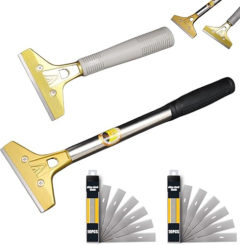 Schaber, 2 Stück Tapetenentferner Set mit 20 Ersatzklingen, Fensterschaber, Farbschaber Scraper mit Gummigriff, Glasschaber Profi zum Entfernen von Kleber, Klebereste, Farbe, Abziehbilder