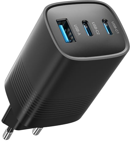 DEESOOCO Caricatore USB C 65W, 3-Porte con GaN PPS PD Caricabatterie USB C Rapido USB Type C Ricarica Rapida Alimentatore USBC Compatibile con MacBook Pro/Air, iPad, iPhone 17/16, Galaxy S25/S24/S23