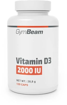 GymBeam Vitamina 50 mcg (2000 UI), Integratore di Vitamina D, Colecalciferolo, Supporto al Sistema Immunitario, Assorbimento di Fosforo e Calcio, Salute di Ossa e Denti, Divisione Cellulare (120 cps)