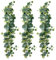 OSQI 3 Stück Eukalyptus Girlande Grün,1,8m Hängend Grüne Blätter Deko mit Weiße Blumen Silberdollar Eukalyptusranke für Hintergrund Hochzeit Blumengirlande,Künstliche Girlande Pflanze Deko Hochzeit