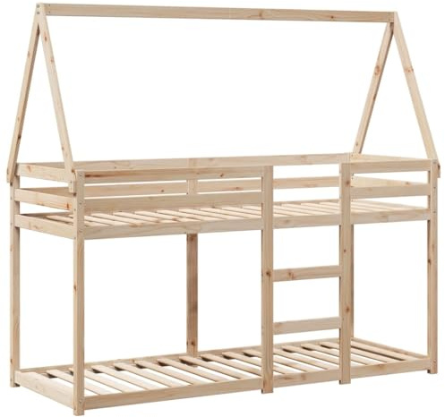 vidaXL Letto a Castello con Tetto 80x200 cm in Legno Massello di Pino