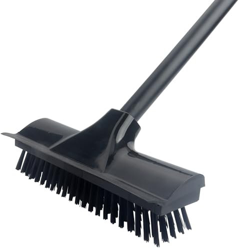 Roellgs long handled scrubbing brush with adjustable long handle, squeegee and bristles 2 in 1 for cleaning kitchens, bathrooms, tiles, garages, walls and swimming pools