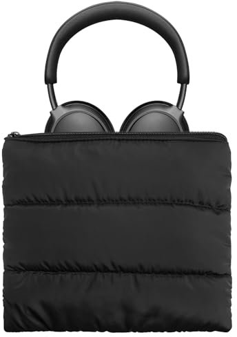 Geekria NOVA Headphones Puffy Pouch, Compatible with Bose QCUltra, QC45, JBL Tune 520BT, Sony WH-CH720N and More, Headset Carrying Bag, Soft Travel Pouch Case for Over-Ear Headphones (Black)