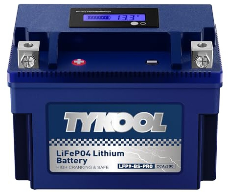 TYKOOL YTX9-BS-PRO,3X Cranking Amps,5X Life, Lithium LiFePO4 Motorcycle Battery,300 CCA,Powersports Battery,Fits for ATV,UTV,Scooter,Riding Lawn Mower,Honda eu3000is,400ex,Predator Generator