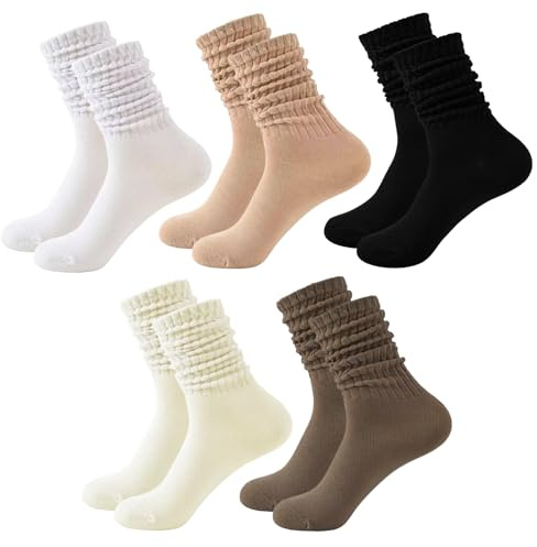 Pluvyze 4 Paires Chaussette-s Hautes Femme Chaussette-s Montantes Femme Grande Chausse-tte Feme Chaussettes Longues Feme Chausse-tte Femm Haute Chaussete Guetre Fe-mm Convient Aux Vêtements D'hiver