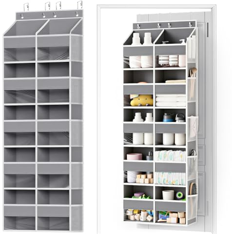 Tutamaz Dörrförvaring, hängförvaring, väggförvaring, hängande hylla med 10 fickor, 4 metallkrokar, dörrarrangör hängande förvaring för sovrum, badrum, kök, campare