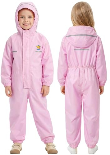 DivingBirds Waterproof Suit for Boys and Girls, Kids All-in-One Rainsuit Puddle Suit School for 2-14 Years