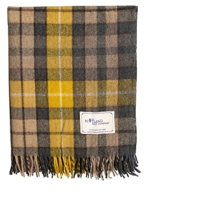 The Scotland Kilt Company Knee Travel Rug Tartan Wool Blanket - Natural Buchanan - Fringed Edges, Lightweight, Soft Machine Washable Shawl