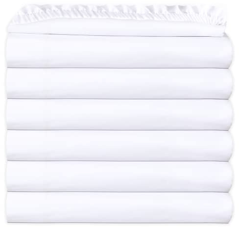 Gold Textiles - Juego de 6 sábanas bajeras Ajustables de polialgodón T200, Suaves y cómodas, de fácil Cuidado, Calidad de Hotel de Grado Comercial