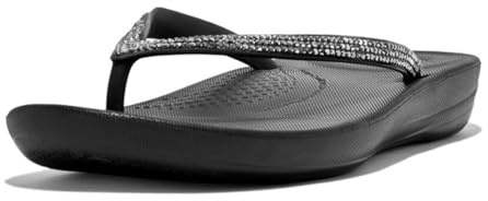 Fitflop Iqushion Sparkle Flip-flops sandaler för kvinnor i stenbeige | Lätta, vattentäta vandringssandaler med dämpad komfort och fotvalvsstöd