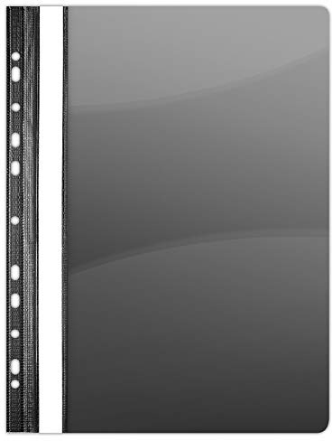 DONAU 1704001PL-01 Lot de 10 chemises perforées en plastique noir A4 résistant en PVC rigide avec couverture transparente pour bureau et école Perforation Euro