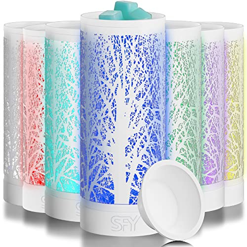 Serentify Colour Changing Electric Wax Melt Burners | Essential Oils Burner | LED Light/Lamp and Wax Warmer | Easy Clean Silicone Dish | 26.5cm (White)