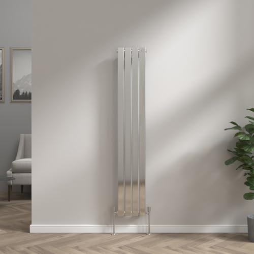 NRG 1600x272 Chrome Vertical Column Designer Radiator Bathroom Single Flat Panel for Living Room and Kitchen
